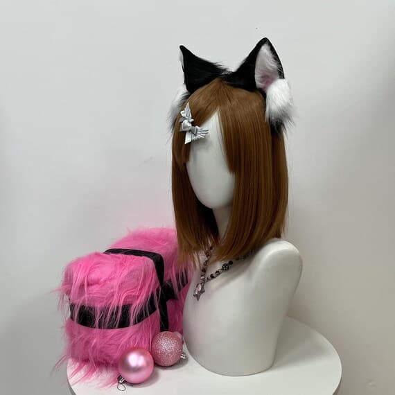 Fluffy handmade animal ears and tail cosplay set for fox, cat, or bunny characters. Made from realistic faux rabbit or fox fur with a 3D vivid shape. Eco-friendly and cruelty-free material feels silky and durable. Includes adjustable headband and tail with elastic waistband for custom fit. Great for anime cosplay, Halloween, masquerades, photo props, or themed parties. A premium handmade accessory for furries, cosplayers, and costume lovers who want authentic detail.
